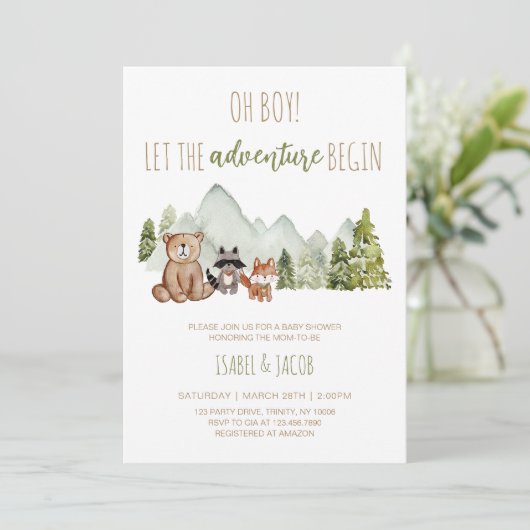 冒険から森の赤ちゃんシャワーを始める 招待状 (スタンド正面)