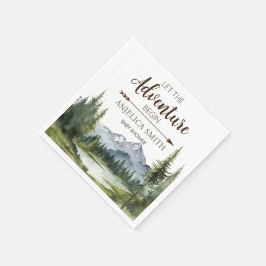 冒険から森の赤ん坊のシャワー素朴を始める スタンダードカクテルナプキン (角)