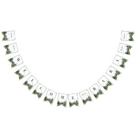 冒険から森の赤ん坊のシャワー素朴を始める バンティングフラッグ