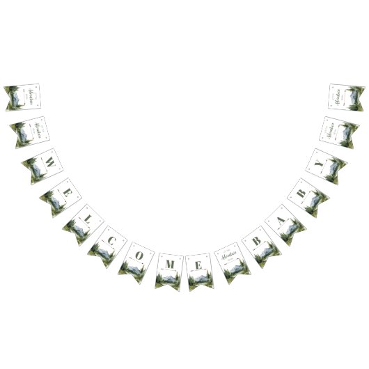 冒険から森の赤ん坊のシャワー素朴を始める バンティングフラッグ (全)