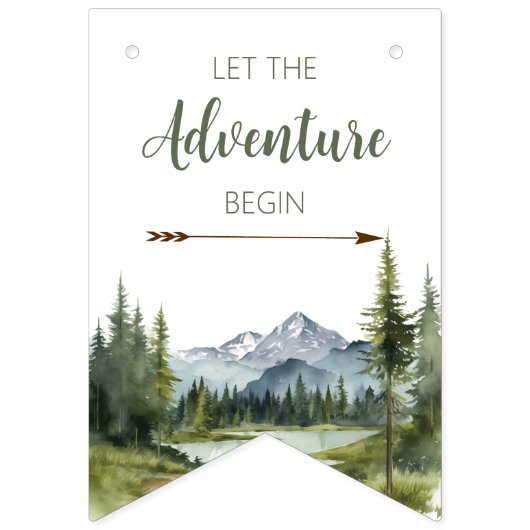 冒険から森の赤ん坊のシャワー素朴を始める バンティングフラッグ (第2の旗)