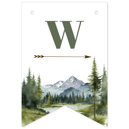 冒険から森の赤ん坊のシャワー素朴を始める バンティングフラッグ (第3の旗)