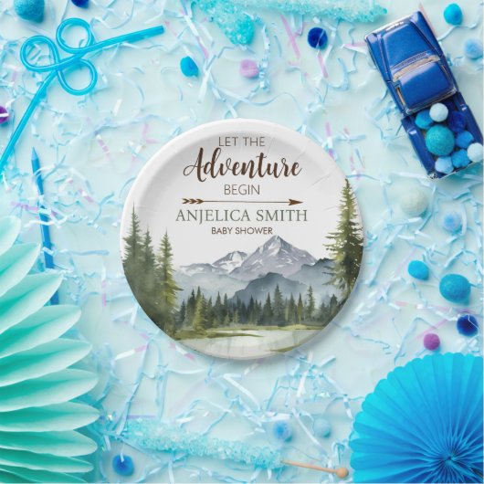 冒険から森の赤ん坊のシャワー素朴を始める ペーパープレート (パーティー)