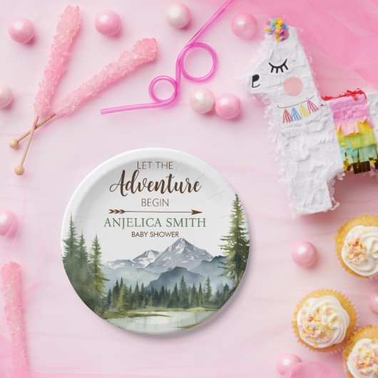 冒険から森の赤ん坊のシャワー素朴を始める ペーパープレート (パーティー)