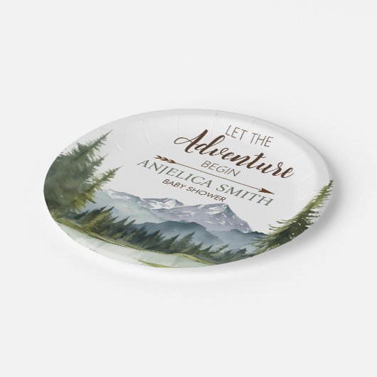 冒険から森の赤ん坊のシャワー素朴を始める ペーパープレート (アングル)