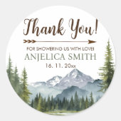 冒険から森の赤ん坊のシャワー素朴を始める ラウンドシール (正面)