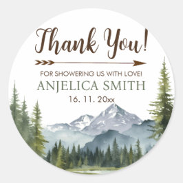 冒険から森の赤ん坊のシャワー素朴を始める ラウンドシール