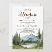 冒険から森の赤ん坊のシャワー素朴を始める 招待状 (正面)