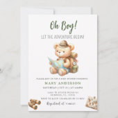 冒険がかわいいクマの夏の赤ちゃんシャワー 招待状 (正面)