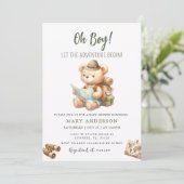 冒険がかわいいクマの夏の赤ちゃんシャワー 招待状 (スタンド正面)