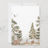 冒険がウッドランド動物の赤ちゃんシャワーを待つ 招待状 (裏面)