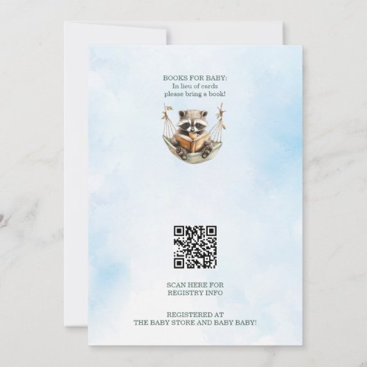 冒険がウッドランド動物の赤ちゃんシャワーを待つ 招待状 (裏面)