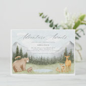 冒険がウッドランド動物の赤ちゃんシャワーを待つ 招待状 (スタンド正面)