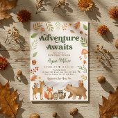 冒険がウッドランド動物の赤ちゃんシャワーを待つ 招待状