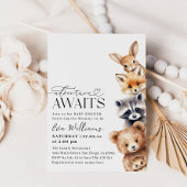 冒険がウッドランド動物の赤ちゃんシャワーを待つ 招待状