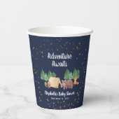 冒険がウッドランド動物の赤ちゃんシャワーを待つ 紙コップ (裏面)