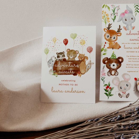 冒険がウッドランド生き物ベビーシャワーを待つ ポスター