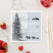 冒険がウッドランド素朴にベビーシャワーを待つ スタンダードランチョンナプキン (インサイチュ)