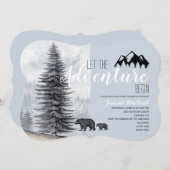 冒険がウッドランド素朴にベビーシャワーを待つ 招待状 (正面/裏面)