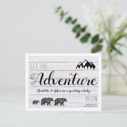 冒険がウッドランド素朴に妊娠を告げる 案内ポストカード (スタンド正面)