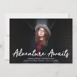 冒険がスクリプトを待つブルゴーニュ写真卒業 案内状