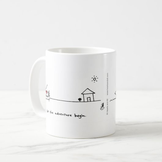 "冒険がハートおよびすべて"マグを始めるようにして下さい コーヒーマグカップ (正面左)