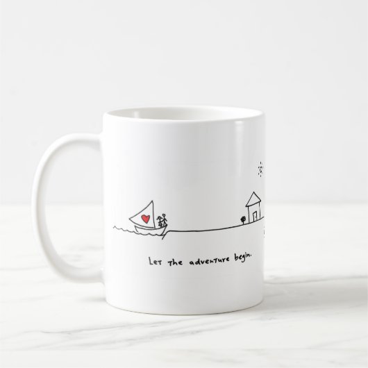 "冒険がハートおよびすべて"マグを始めるようにして下さい コーヒーマグカップ (左)