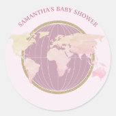 冒険がパスポートをテーマにした赤ちゃんシャワーを待つ ラウンドシール (正面)