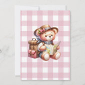 冒険がピンクかわいいクマの赤ちゃんシャワーを始める 招待状 (裏面)