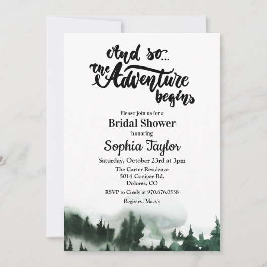 冒険がブライダルシャワーの招待状を開く 招待状 (正面)