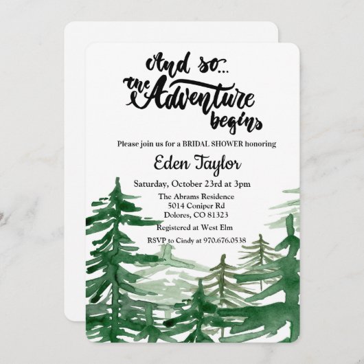 冒険がブライダルシャワーの招待状を開く 招待状 (正面/裏面)