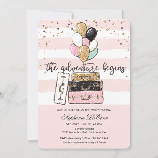 冒険がブライダルシャワーの招待状を開く 招待状 (正面)