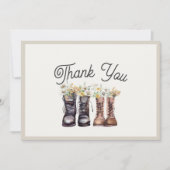 冒険がブーツのシャワーをハイキング開始 サンキューカード (正面)