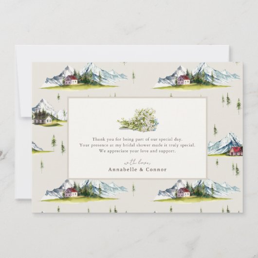 冒険がブーツのシャワーをハイキング開始 サンキューカード (裏面)