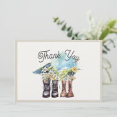 冒険がブーツのシャワーをハイキング開始 サンキューカード (スタンド正面)