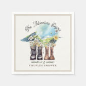 冒険がブーツのシャワーをハイキング開始 スタンダードカクテルナプキン (正面)