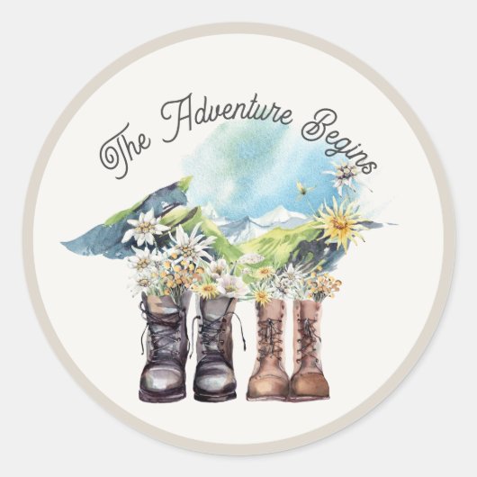 冒険がブーツのハイキングを始める ラウンドシール (正面)