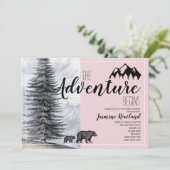 冒険がベアーピンクのベビーガールシャワーを始める 招待状 (スタンド正面)