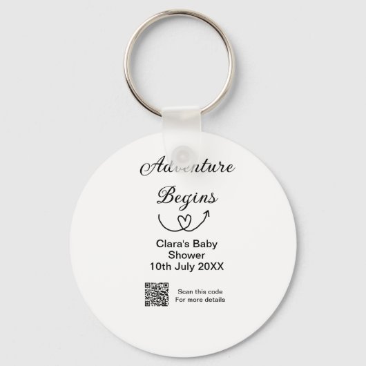 冒険がベビーシャワースキャンQRコードハートsiを開始 キーホルダー (正面)