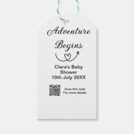 冒険がベビーシャワースキャンQRコードハートsiを開始 ギフトタグ