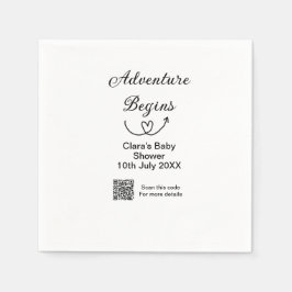 冒険がベビーシャワースキャンQRコードハートsiを開始 スタンダードカクテルナプキン