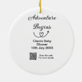 冒険がベビーシャワースキャンQRコードハートsiを開始 セラミックオーナメント (裏面)