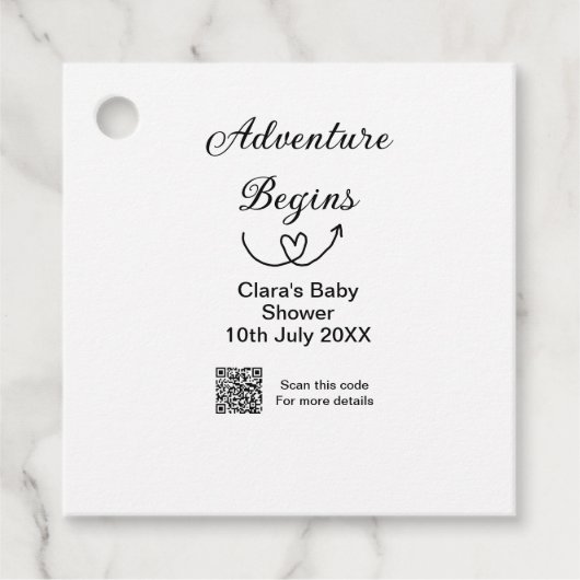 冒険がベビーシャワースキャンQRコードハートsiを開始 フェイバータグ (正面)