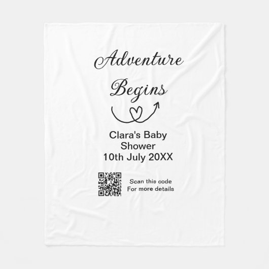 冒険がベビーシャワースキャンQRコードハートsiを開始 フリースブランケット (正面)