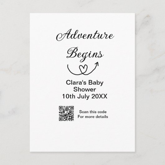 冒険がベビーシャワースキャンQRコードハートsiを開始 ポストカード (正面)