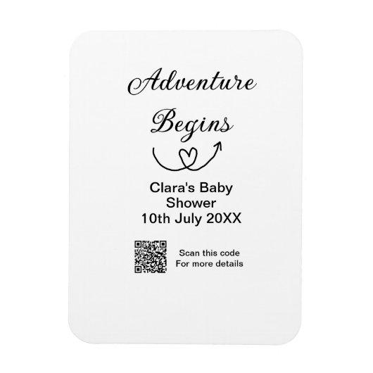 冒険がベビーシャワースキャンQRコードハートsiを開始 マグネット (縦)