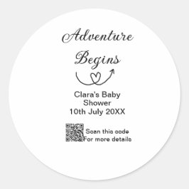 冒険がベビーシャワースキャンQRコードハートsiを開始 ラウンドシール