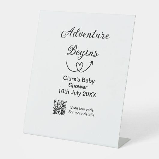 冒険がベビーシャワースキャンQRコードハートsiを開始 台座サイン (正面)