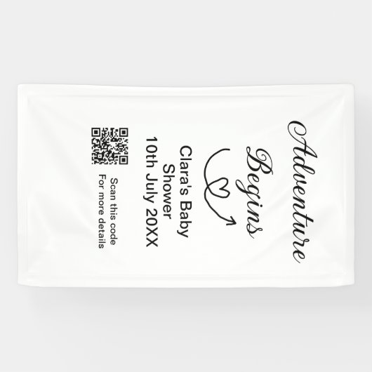 冒険がベビーシャワースキャンQRコードハートsiを開始 横断幕 (横)