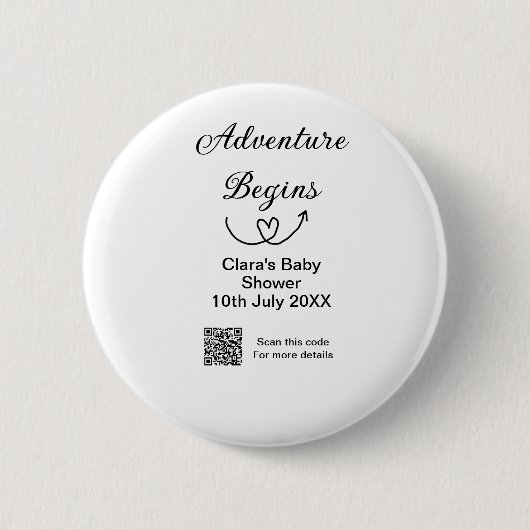 冒険がベビーシャワースキャンQRコードハートsiを開始 缶バッジ (正面)